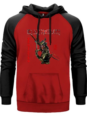 Iron Maiden Senjutsu Kırmızı Renk Reglan Kol Kapşonlu Sweatshirt