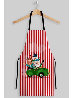 Ays Home Kırmızı Çizgili Yılbaşı Mutfak Önlüğü