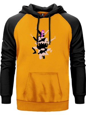 Blackpink Digital Simple Sarı Renk Reglan Kol Kapşonlu Sweatshirt