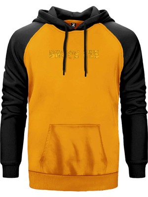 Bruce Lee Text Sarı Renk Reglan Kol Kapşonlu Sweatshirt