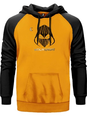 Moon Knight Logo Sarı Renk Reglan Kol Kapşonlu Sweatshirt