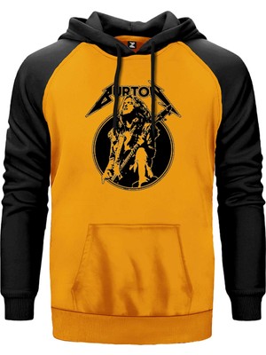 Metallica Cliff Burton Guitar Sarı Renk Reglan Kol Kapşonlu Sweatshirt