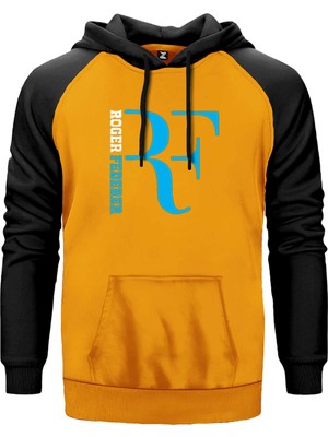 Roger Federer Blue Logo Sarı Renk Reglan Kol Kapşonlu Sweatshirt