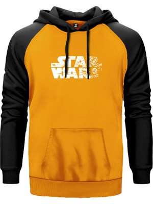 Star Wars Logo 2 Sarı Renk Reglan Kol Kapşonlu Sweatshirt