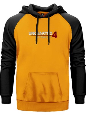 Uncharted 4 Logo Sarı Renk Reglan Kol Kapşonlu Sweatshirt