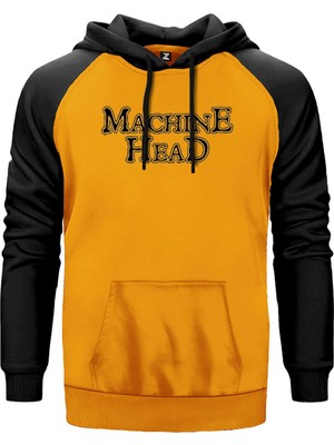 Machine Head Text Sarı Renk Reglan Kol Kapşonlu Sweatshirt
