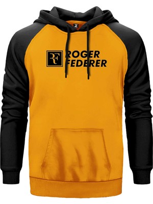 Roger Federer Text Sarı Renk Reglan Kol Kapşonlu Sweatshirt