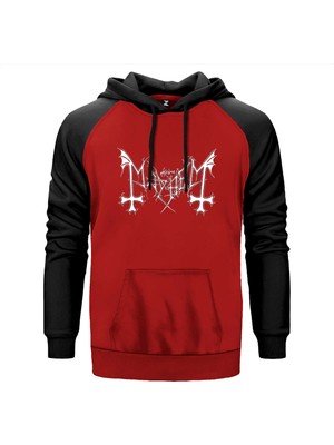 Mayhem Logo Kırmızı Renk Reglan Kol Kapşonlu Sweatshirt