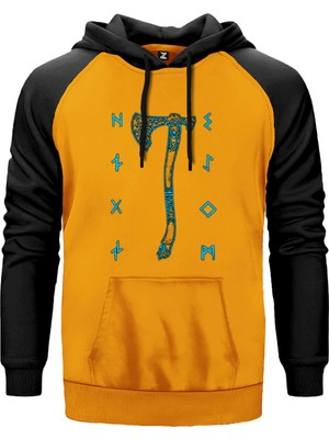 God Of War Ragnarok Kratos Baltası Sarı Renk Reglan Kol Kapşonlu Sweatshirt