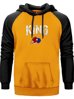 Ping Pong King Of The Sarı Renk Reglan Kol Kapşonlu Sweatshirt