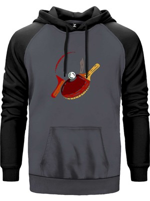 Ping Pong Classic Gri Renk Reglan Kol Kapşonlu Sweatshirt