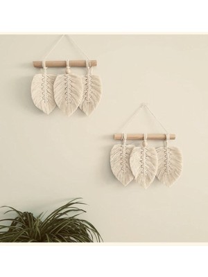 2 Li Makrome Yapraklı Duvar Dekoru