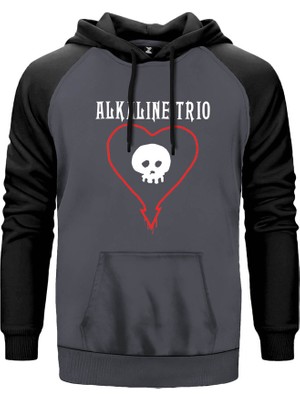 Alkaline Trio Hearth Gri Renk Reglan Kol Kapşonlu Sweatshirt