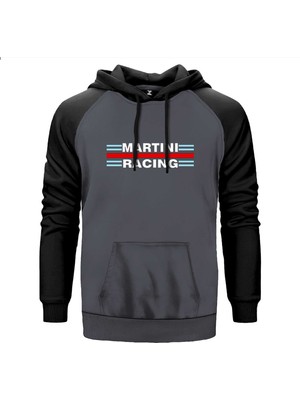 Martini Racing Gri Renk Reglan Kol Kapşonlu Sweatshirt