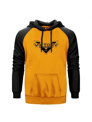 Victory Motorcycles Black Logo Sarı Renk Reglan Kol Kapşonlu Sweatshirt