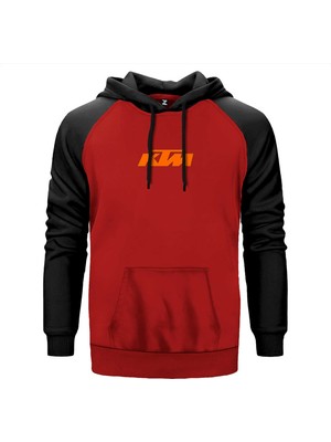 Ktm Motorcycle Orange Logo Kırmızı Renk Reglan Kol Kapşonlu Sweatshirt