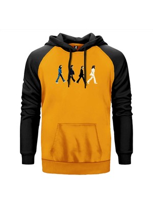 The Beatles Abbey Road Cartoon Sarı Renk Reglan Kol Kapşonlu Sweatshirt