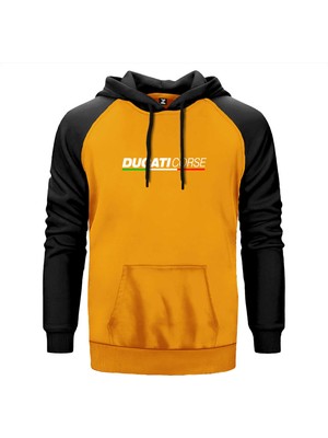 Ducati Corse Text Sarı Renk Reglan Kol Kapşonlu Sweatshirt