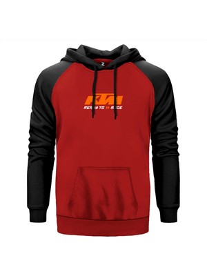 Ktm Ready To Race Text Kırmızı Renk Reglan Kol Kapşonlu Sweatshirt