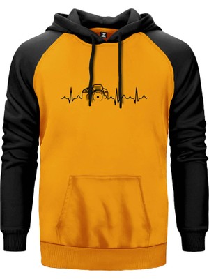 Photographer Hearthbeat Sarı Renk Reglan Kol Kapşonlu Sweatshirt