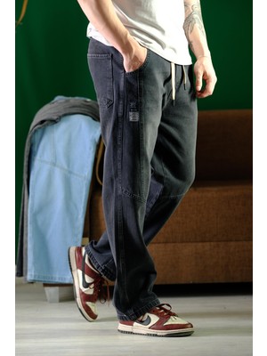 Reax Camilla Beli Lastikli Ipli Düz Paça Rahat Kesim Erkek Jean Pantolon