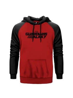 Galaksinin Koruyucuları Logo Kırmızı Renk Reglan Kol Kapşonlu Sweatshirt