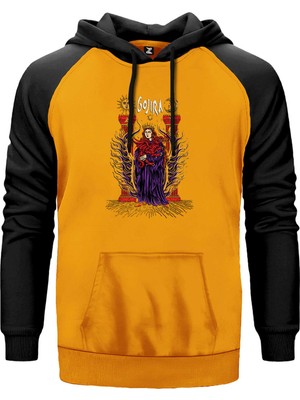 Gojira Illustrator Sarı Renk Reglan Kol Kapşonlu Sweatshirt
