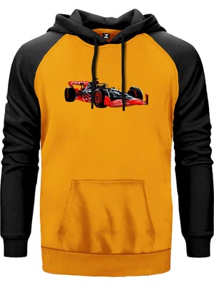 F1 Audi Car Sarı Renk Reglan Kol Kapşonlu Sweatshirt