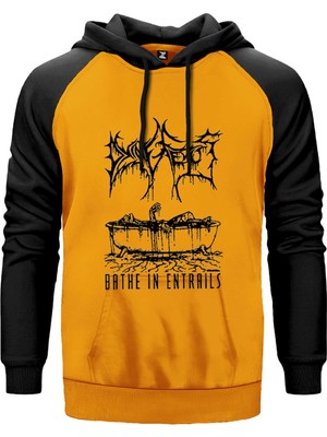 Dying Fetus Bathe In Entrails Sarı Renk Reglan Kol Kapşonlu Sweatshirt