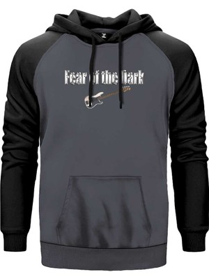 Iron Maiden Fear Of The Dark Guitar Gri Renk Reglan Kol Kapşonlu Sweatshirt