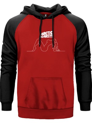 Arctic Monkeys Girl Kırmızı Renk Reglan Kol Kapşonlu Sweatshirt