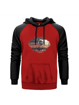 Massive Speaker Spaceship Kırmızı Renk Reglan Kol Kapşonlu Sweatshirt