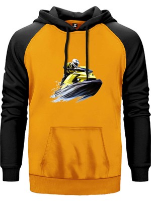 Jetski Tour Sarı Renk Reglan Kol Kapşonlu Sweatshirt