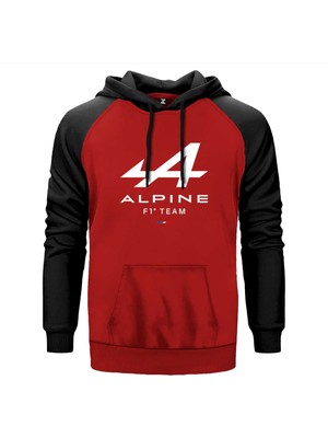 Alpine F1 Kırmızı Renk Reglan Kol Kapşonlu Sweatshirt
