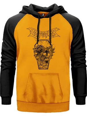 Dismember Skull Sarı Renk Reglan Kol Kapşonlu Sweatshirt
