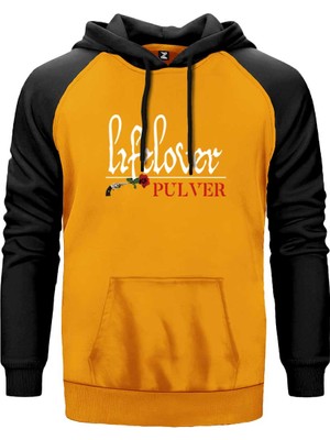 Lifelover Pulver Text Sarı Renk Reglan Kol Kapşonlu Sweatshirt