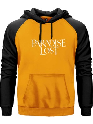 Paradise Lost Text Sarı Renk Reglan Kol Kapşonlu Sweatshirt
