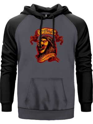 Harry Potter Gryffindor Official Gri Renk Reglan Kol Kapşonlu Sweatshirt