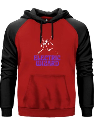 Electrıc Wizard Kırmızı Renk Reglan Kol Kapşonlu Sweatshirt