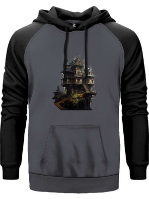 Castle In The Forest Gri Renk Reglan Kol Kapşonlu Sweatshirt