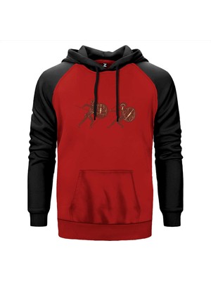 Troia War Kırmızı Renk Reglan Kol Kapşonlu Sweatshirt