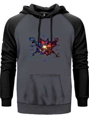 Cosmos Gri Renk Reglan Kol Kapşonlu Sweatshirt