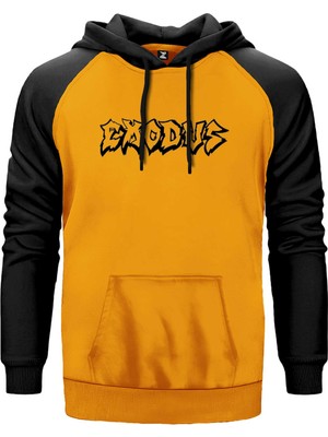 Exodus Text Sarı Renk Reglan Kol Kapşonlu Sweatshirt