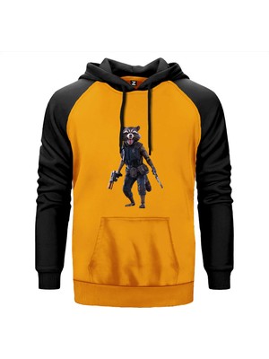 Galaksinin Koruyucuları Roket Rakun Sarı Renk Reglan Kol Kapşonlu Sweatshirt
