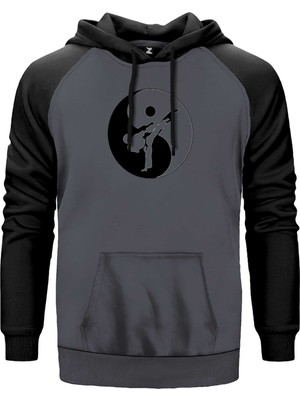 Karate Symmetry Martial Arts Gri Renk Reglan Kol Kapşonlu Sweatshirt