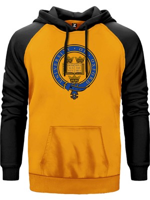 University Of Oxford Logo Sarı Renk Reglan Kol Kapşonlu Sweatshirt