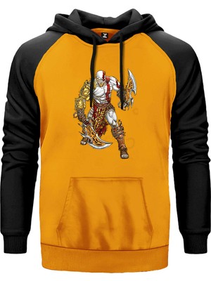 God Of War Kratos Savaşçı Sarı Renk Reglan Kol Kapşonlu Sweatshirt
