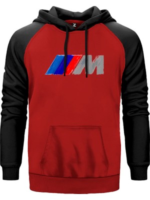 Bmw M Power Brush Kırmızı Renk Reglan Kol Kapşonlu Sweatshirt