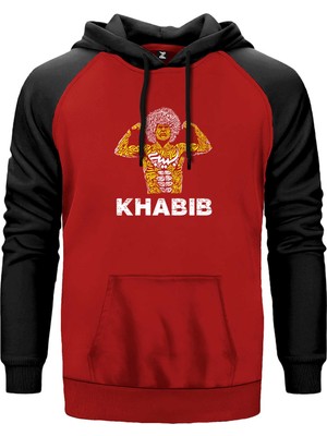 Khabib Graphic Kırmızı Renk Reglan Kol Kapşonlu Sweatshirt