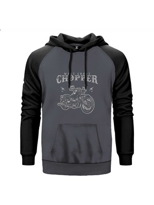 West Coast Choppers Customs Gri Renk Reglan Kol Kapşonlu Sweatshirt